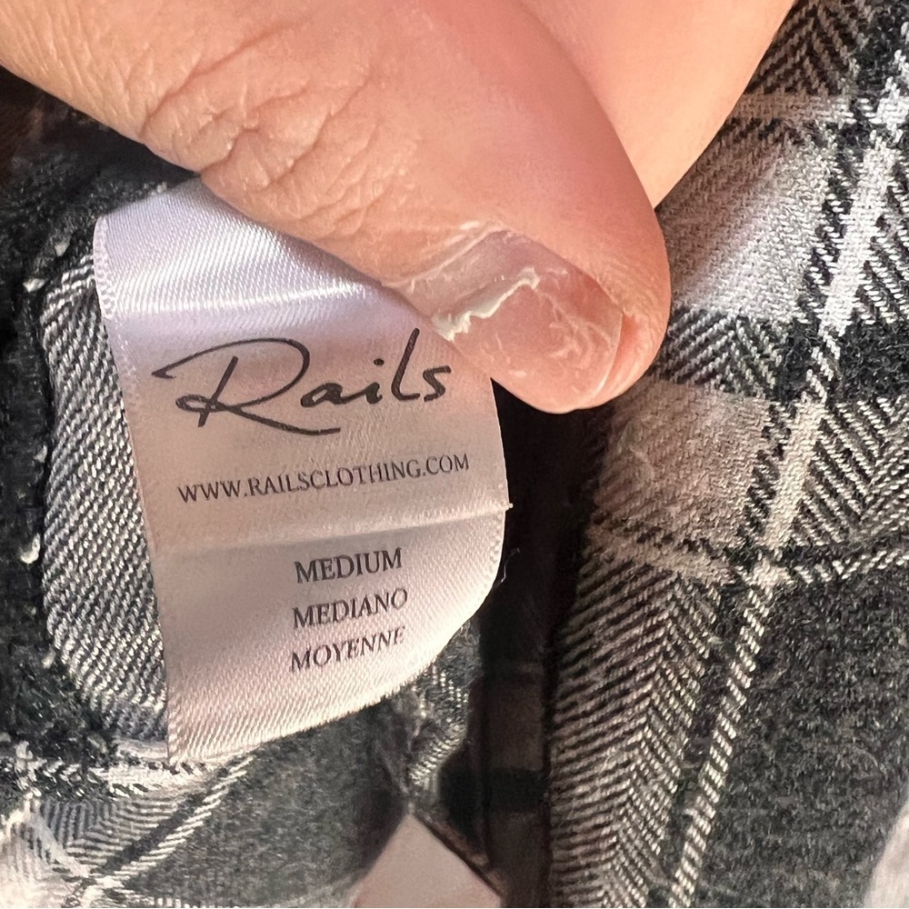 Rails Flannel Ellson Button Down Plaid Black Whit… - image 6